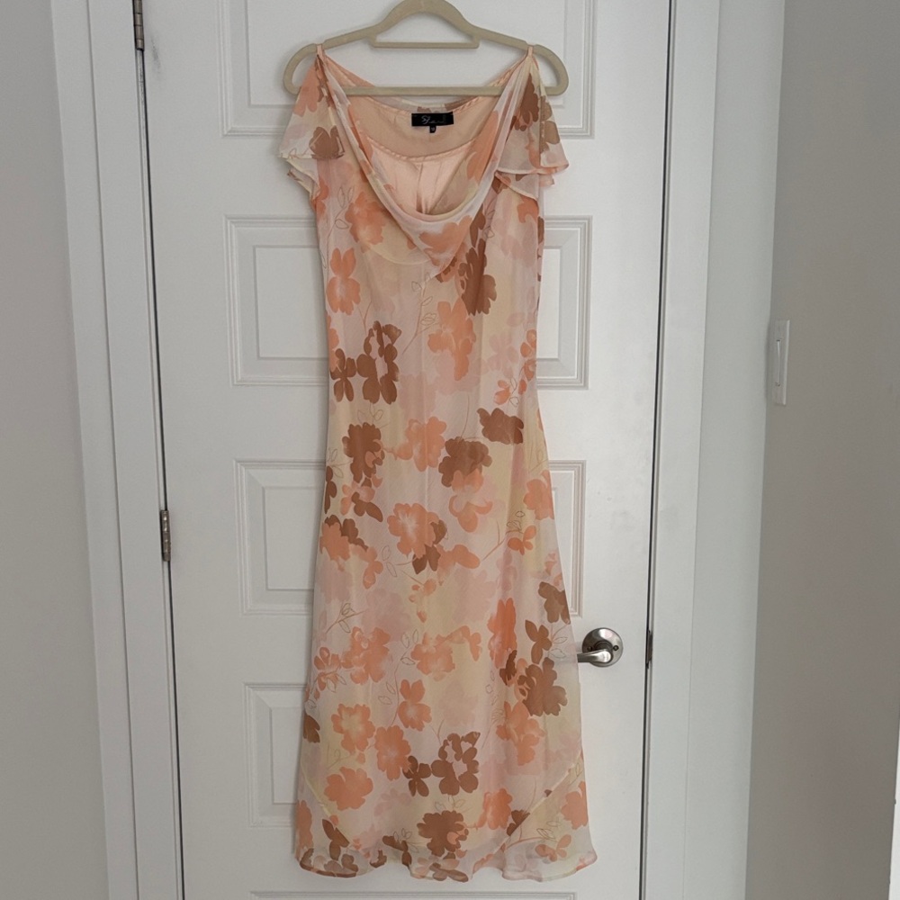 Vintage Fairy Peach/Tan Midi Dress